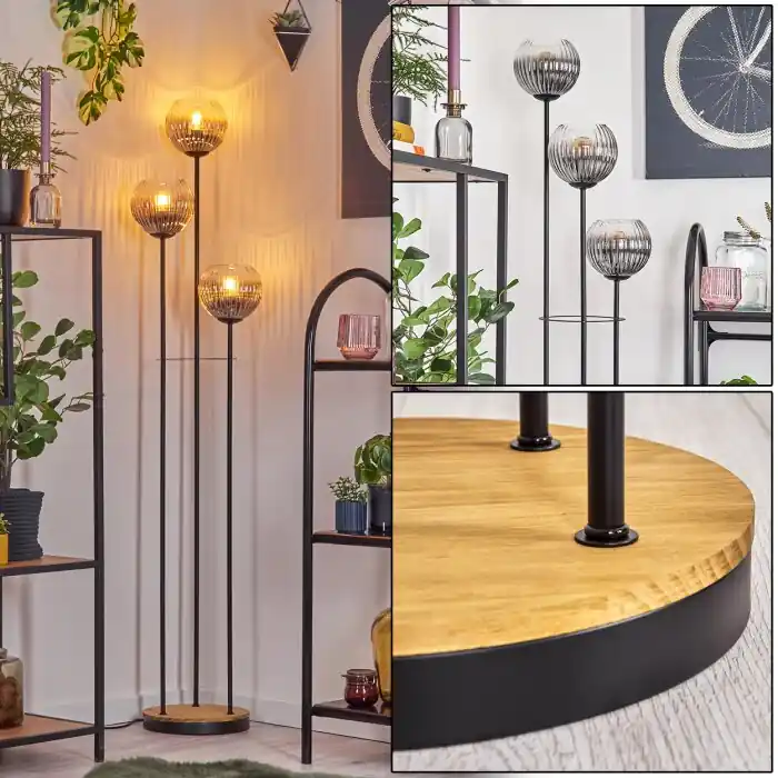 Koyoto Staande lamp 30 cm Hout donker, Zwart, 3-lichts Bestseller