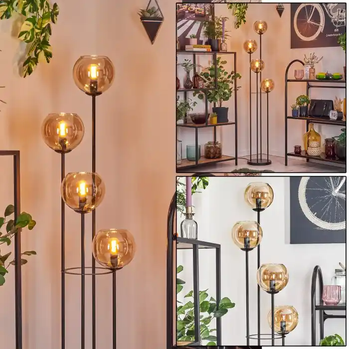 Koyoto Staande lamp 30 cm Amber, 4-lichts Direct Verzonden