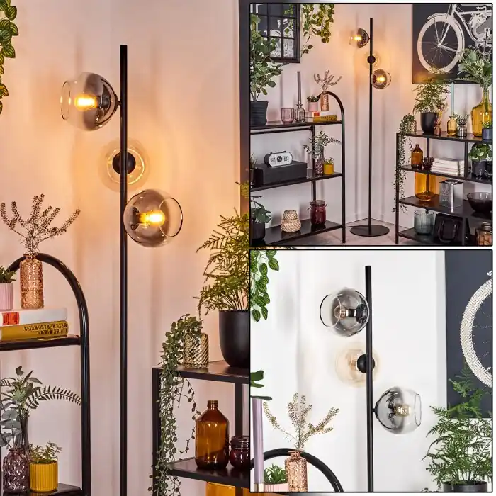 Bestel Nu Koyoto Staande lamp Amber, Duidelijk, Rookkleurig, 3-lichts