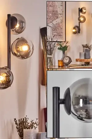 Weekendaanbieding Chehalis Kogellampje, Wandlamp 23 cm Chroom, Duidelijk, Rookkleurig, 3-lichts