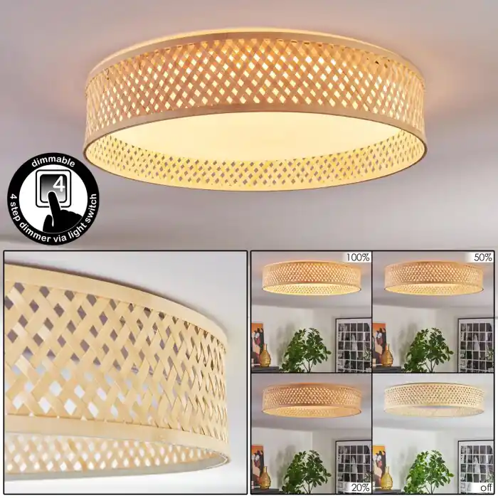 Barroco Plafondlamp LED Natuurlijke kleuren, Wit, 1-licht Op = Op