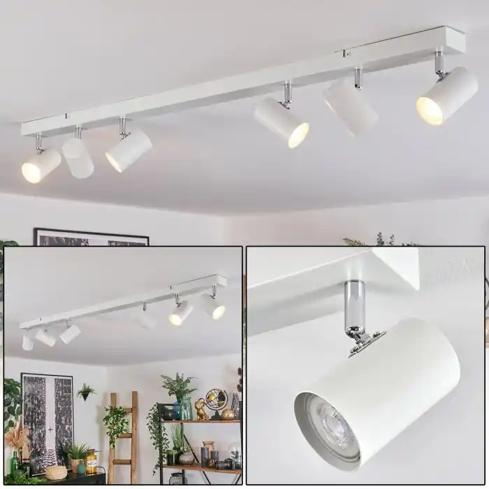 Gesteira Plafondlamp, Plafondspot Chroom, Wit, 6-lichts Direct Beschikbaar
