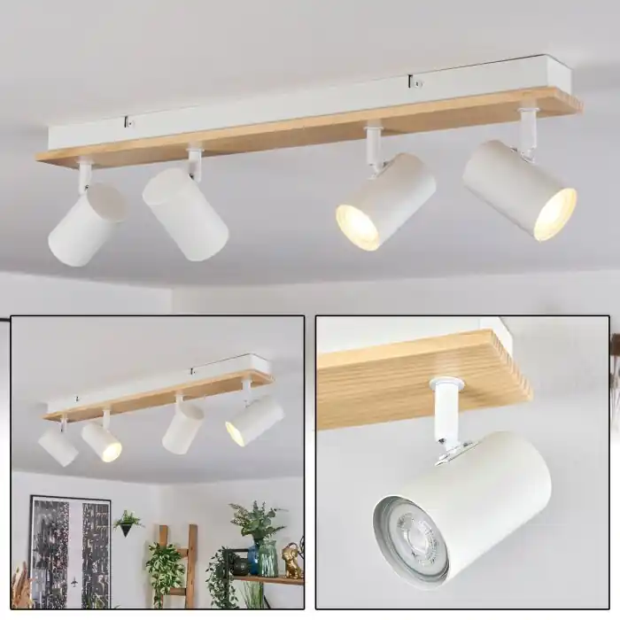 Gesteira Plafondlamp, Plafondspot Natuurlijke kleuren, Wit, 4-lichts Favoriet