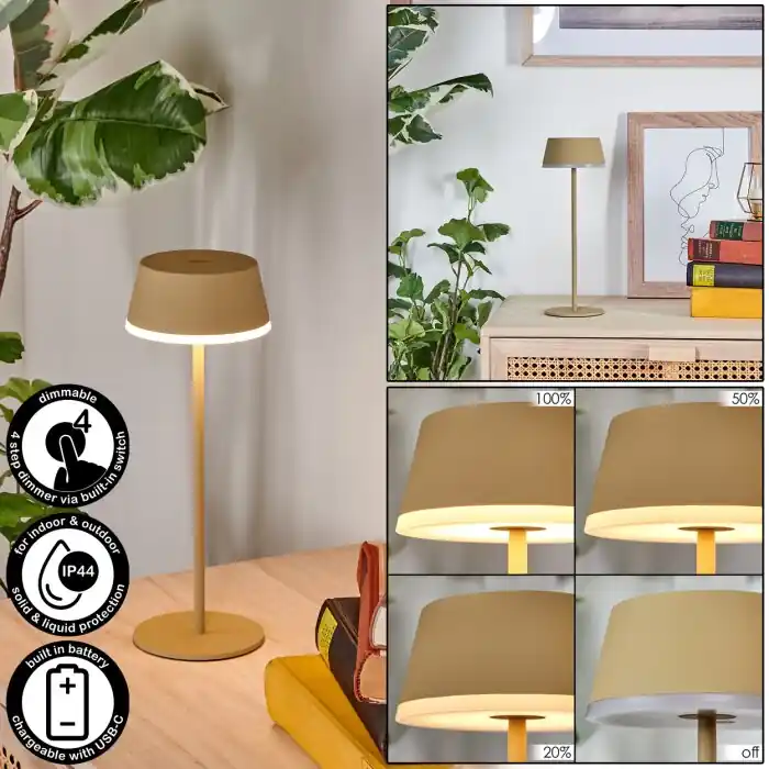 Romdrup Buiten tafellamp, Tafellamp LED Zandkleurig, 1-licht Seizoensaanbieding