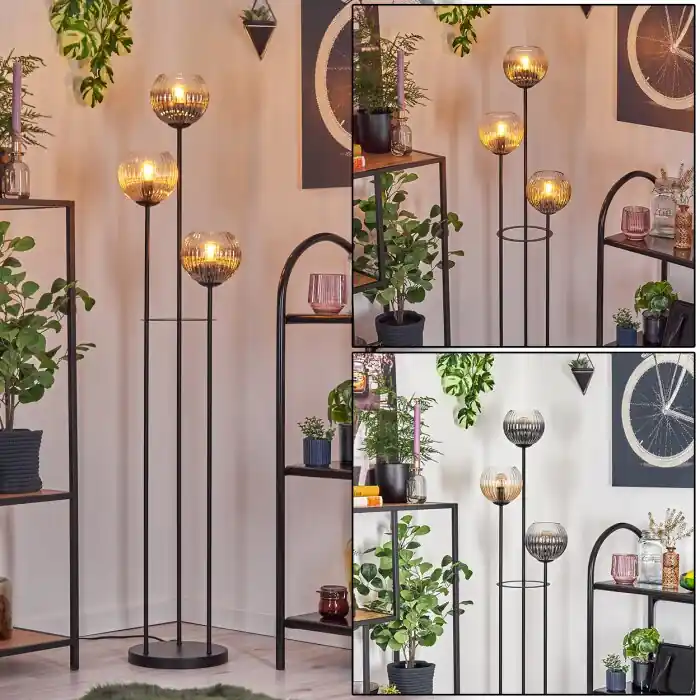 Koyoto Staande lamp Zwart, 3-lichts Op = Op