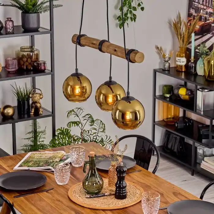 Meest Verkocht Koyoto Hanglamp, Kogellampje, Hanglamp Natuurlijke kleuren, Zwart, 3-lichts