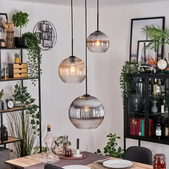 Koyoto Hanglamp, Kogellampje, Hanglamp, Cluster hanglamp Amber, Duidelijk, Rookkleurig, 3-lichts Gecertificeerd