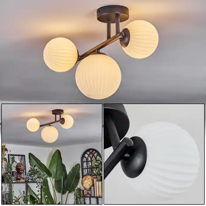 Chehalis Plafondlamp, Kogellampje Wit, 3-lichts Goedkoop