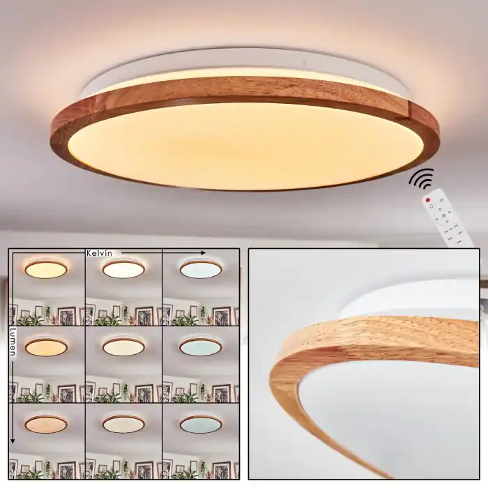 Betaalbaar Nogueira Plafondlamp, Paneel LED Wit, 1-licht, Afstandsbediening