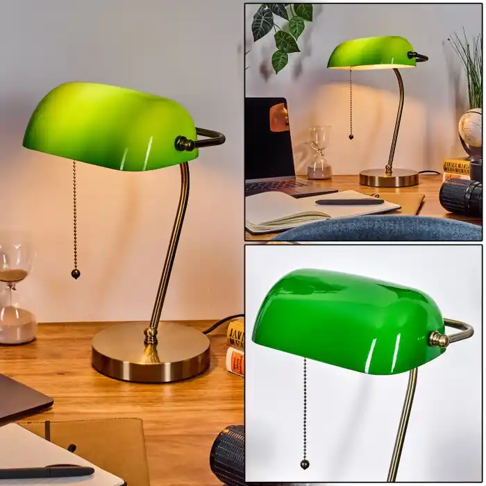 Meest Verkocht Tremoceira bankierslamp, Bureaulamp, Tafellamp Oud messing, 1-licht