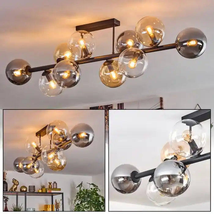 Finale Uitverkoop Gastor Plafondlamp, Kogellampje Amber, Duidelijk, Rookkleurig, 10-lichts