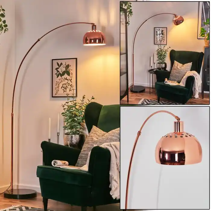 Beste Prijs Baloca Staande lamp, Booglampen Koperkleurig, Zwart, 1-licht