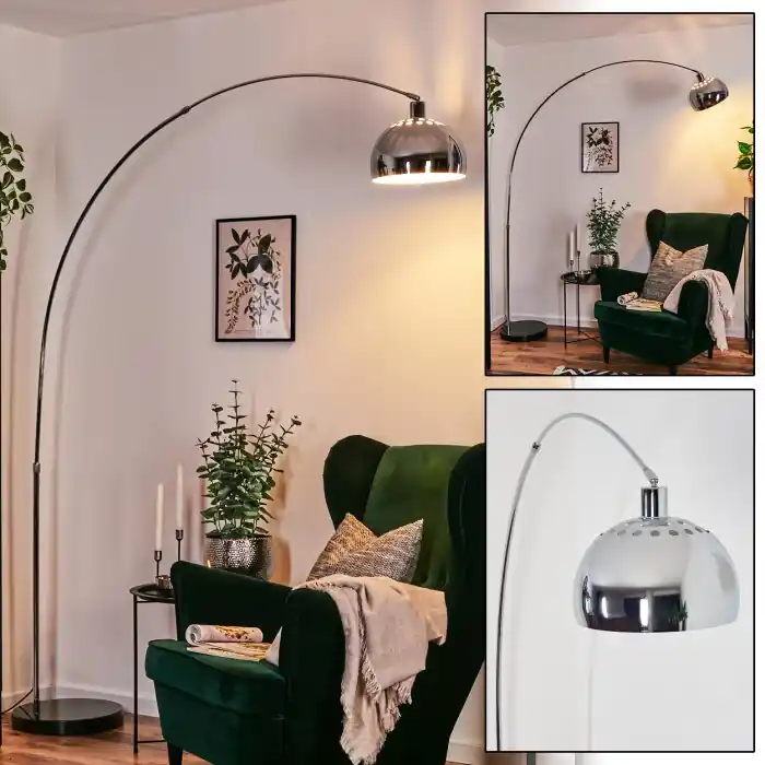 Koopje Baloca Staande lamp, Booglampen Chroom, Zwart, 1-licht