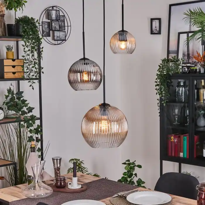 Tijdelijk Beschikbaar Koyoto Hanglamp, Kogellampje, Hanglamp Amber, Duidelijk, Rookkleurig, 3-lichts