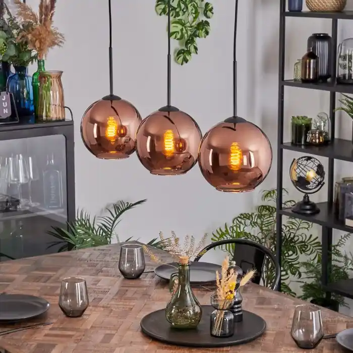 Populair Koyoto Hanglamp, Kogellampje, Hanglamp Koperkleurig, 3-lichts