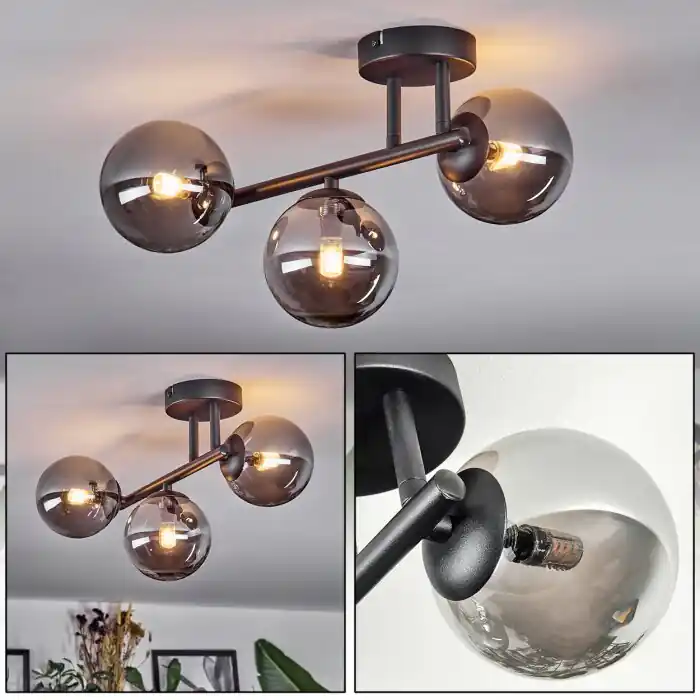 Beste Prijs Chehalis Plafondlamp, Kogellampje Rookkleurig, 3-lichts