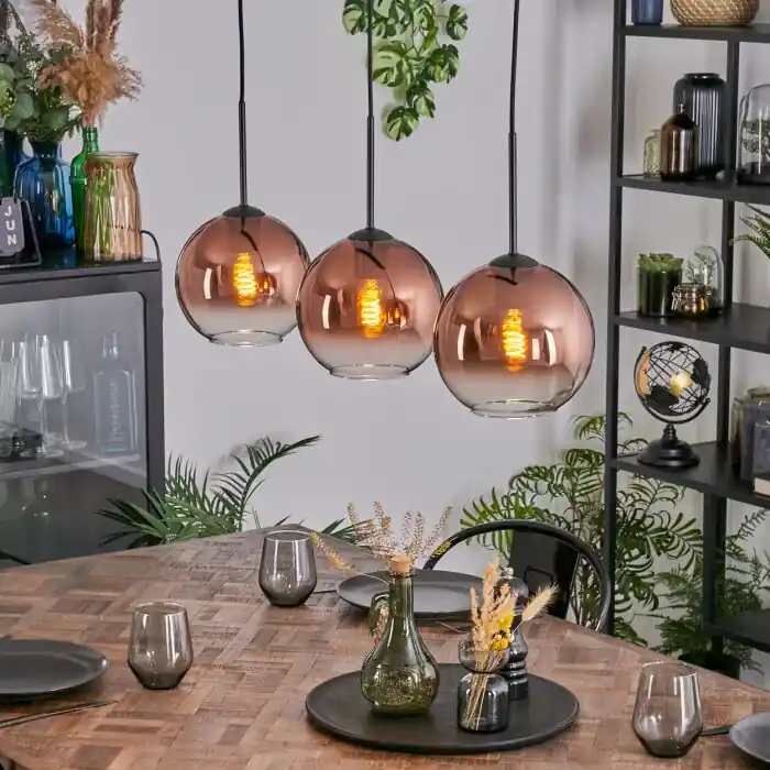 Koyoto Hanglamp, Kogellampje, Hanglamp Duidelijk, Koperkleurig, 3-lichts Lage Kosten