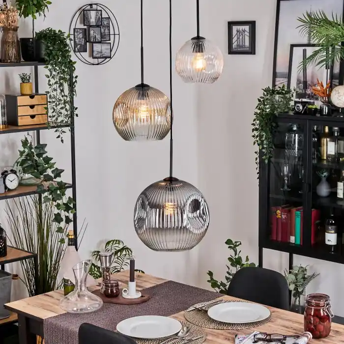 Finale Uitverkoop Koyoto Hanglamp, Kogellampje, Hanglamp, Cluster hanglamp 30 cm Amber, Duidelijk, Rookkleurig, 3-lichts