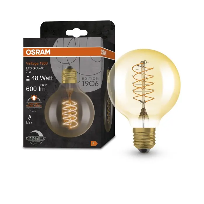 Tijdelijk Beschikbaar OSRAM Vintage 1906® LED E27 7 Watt 2200 Kelvin 600 Lumen