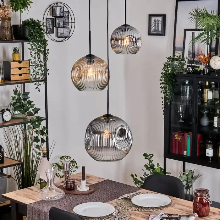 Ripoll Hanglamp, Kogellampje, Hanglamp, Cluster hanglamp Amber, Duidelijk, Rookkleurig, 3-lichts Actieprijs