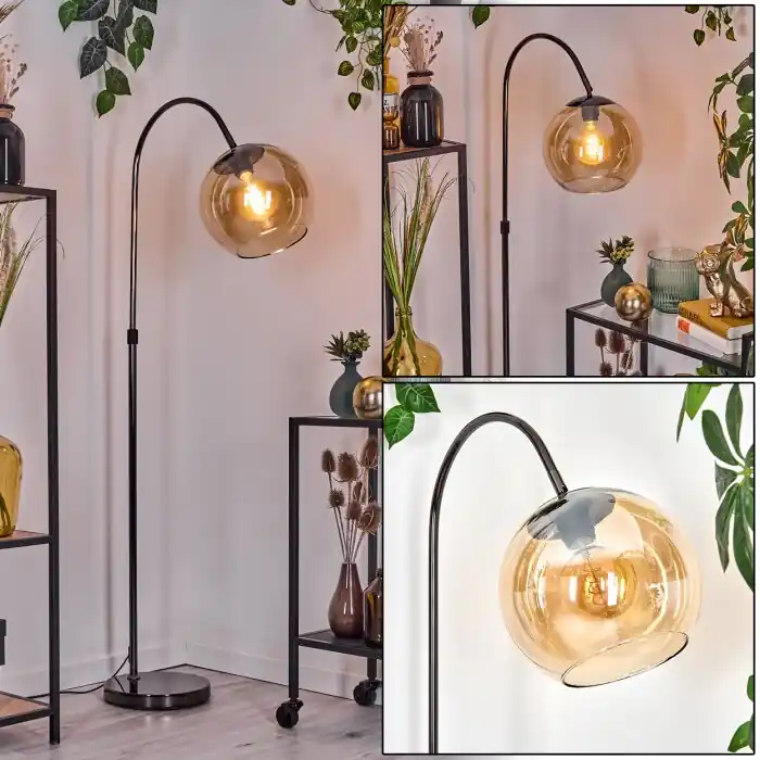 Uitverkoop Koyoto Staande lamp, Booglampen Chroom, Zwart, 1-licht