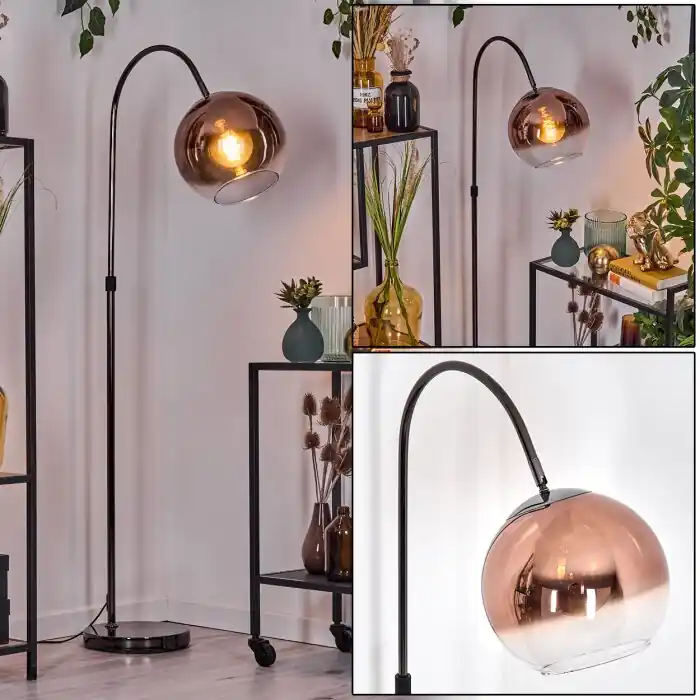 Koyoto Staande lamp, Booglampen Chroom, Zwart, 1-licht Express Levering