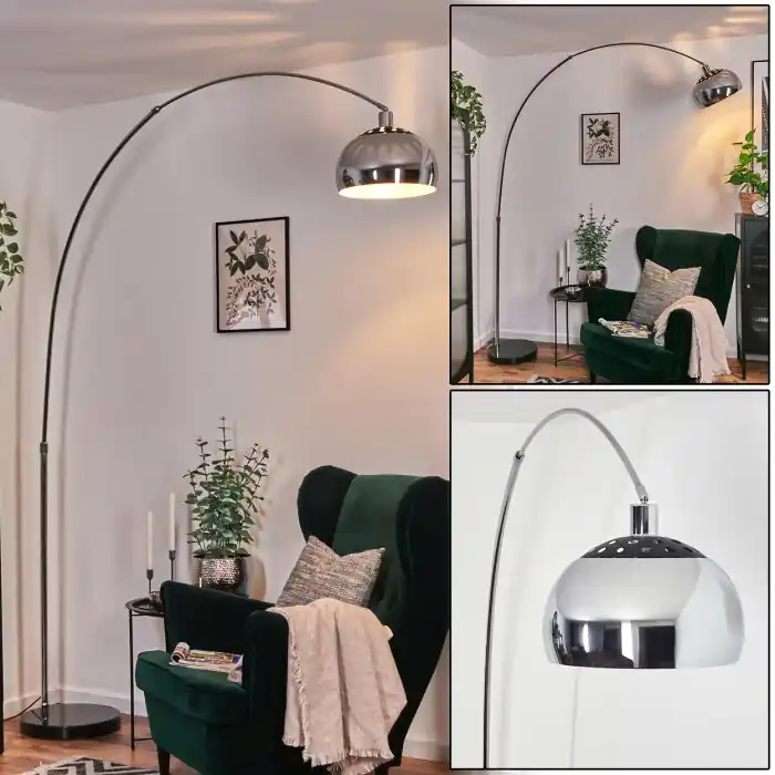 Uitverkoop Baloca Staande lamp, Booglampen Chroom, Zwart, 1-licht