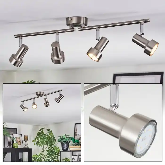 Uitverkoop Edain Plafondlamp, Plafondspot LED Chroom, Nikkel mat, 4-lichts