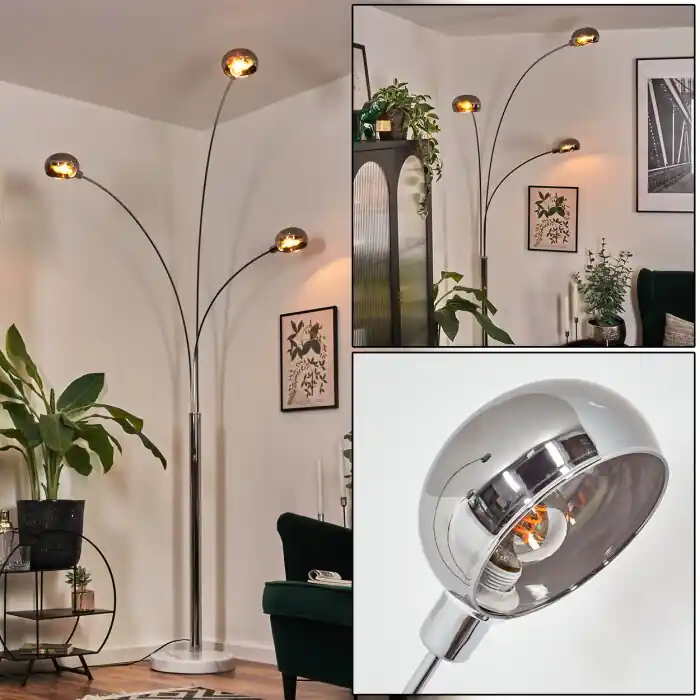 Nikkala Staande lamp Chroom, Wit, 3-lichts Direct Beschikbaar
