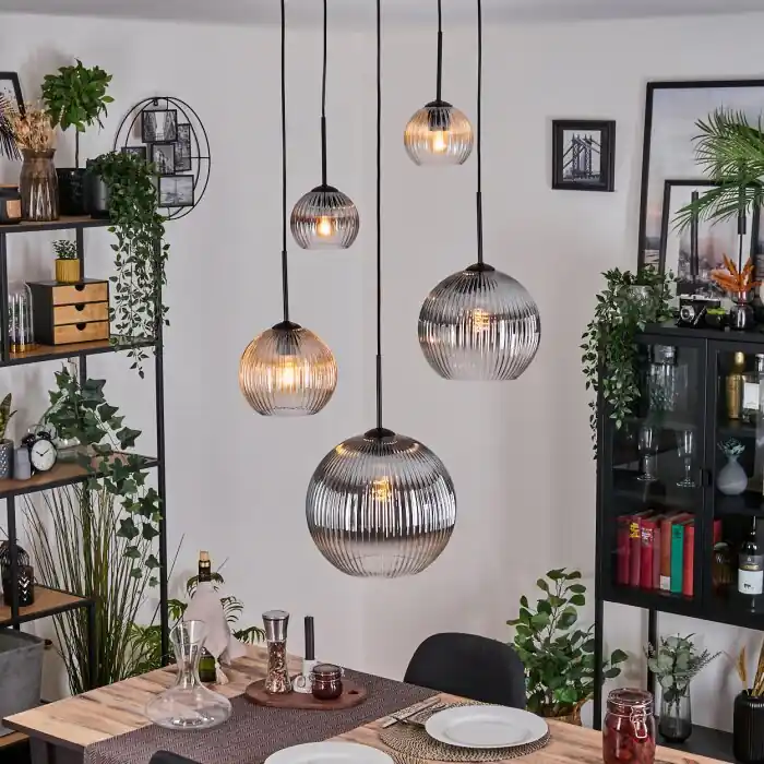 Koyoto Hanglamp, Kogellampje, Cluster hanglamp Amber, Duidelijk, Rookkleurig, 5-lichts Tijdelijk Beschikbaar