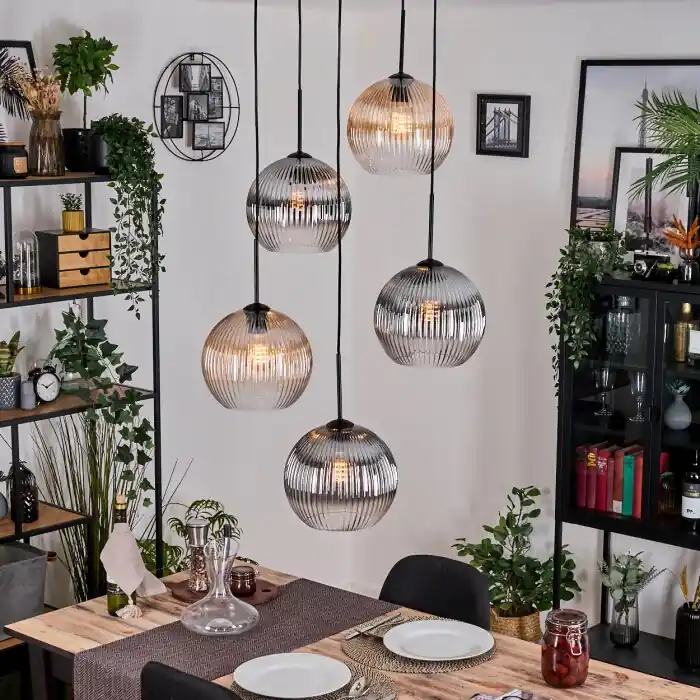 Hoge Kwaliteit Koyoto Hanglamp, Kogellampje, Cluster hanglamp Amber, Duidelijk, Rookkleurig, 5-lichts