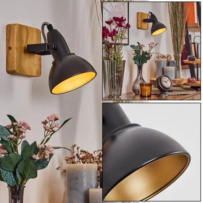 Hagan Wandlamp, Muurspot Chroom, Natuurlijke kleuren, Zwart, 1-licht Seizoensaanbieding