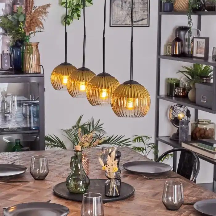 Lage Kosten Koyoto Hanglamp, Kogellampje, Hanglamp Goud, Duidelijk, 4-lichts