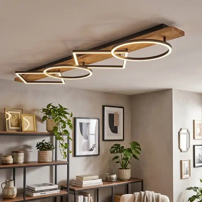 Pompu Plafondlamp LED Hout licht, Zwart, 1-licht Laatste Kans