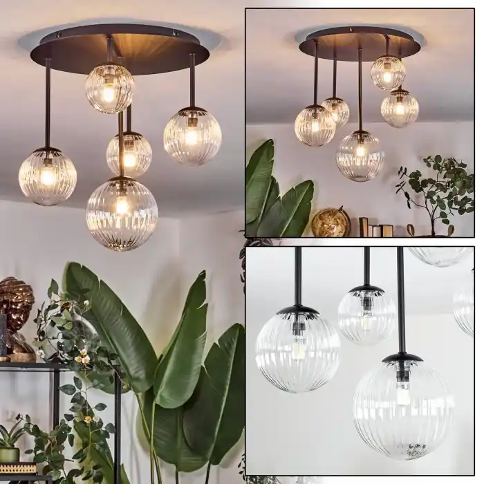 Snelle Levering Chehalis Plafondlamp, Kogellampje Duidelijk, 5-lichts