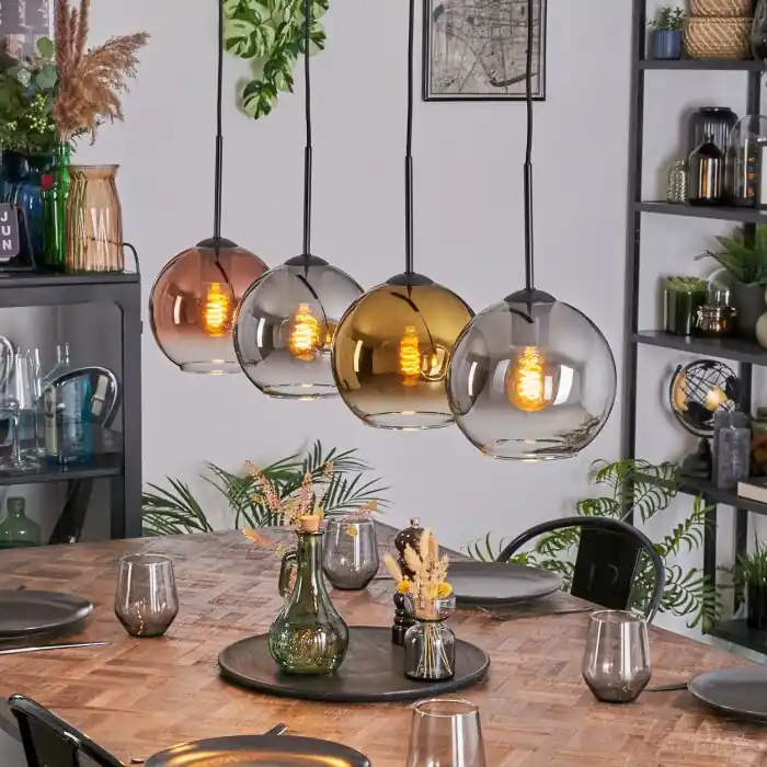 Hoge Kwaliteit Koyoto Hanglamp, Kogellampje, Hanglamp Goud, Duidelijk, Koperkleurig, Rookkleurig, 4-lichts