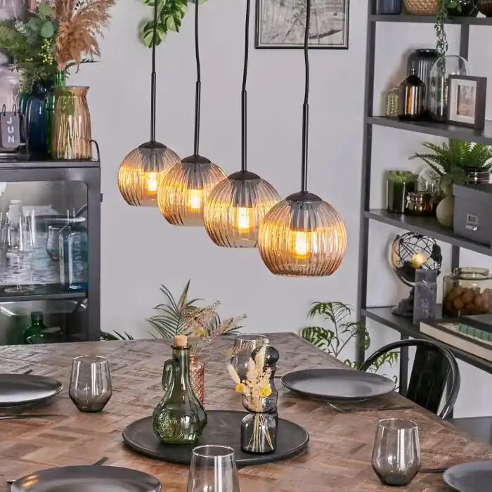 Koyoto Hanglamp, Kogellampje, Hanglamp Amber, 4-lichts Lage Kosten