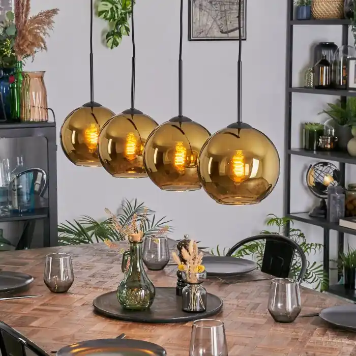 Laatste Versie Koyoto Hanglamp, Kogellampje, Hanglamp Goud, 4-lichts