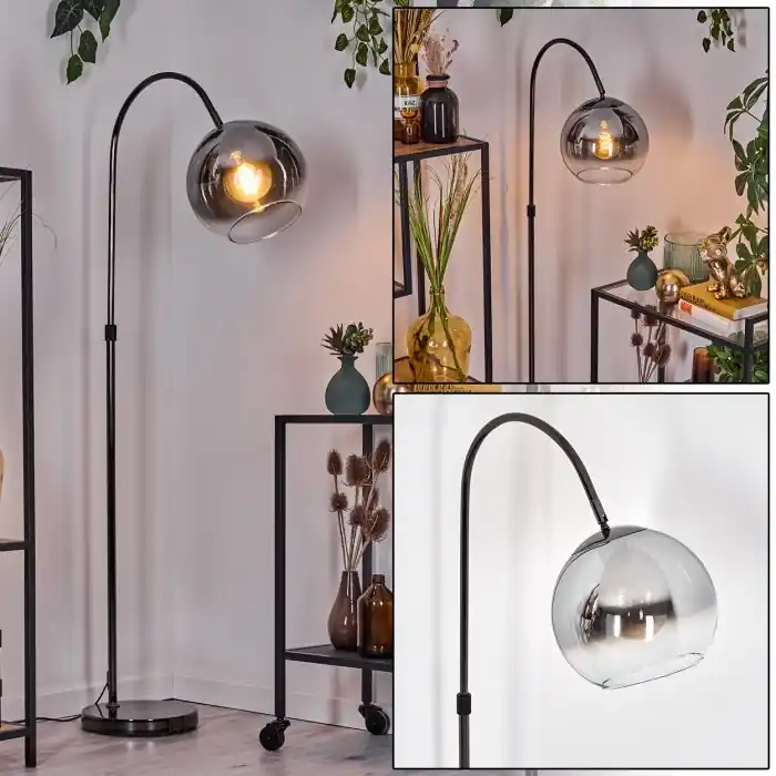 Koyoto Staande lamp, Booglampen Chroom, Zwart, 1-licht Betrouwbaar