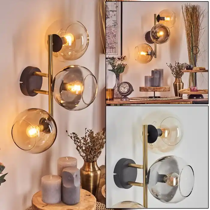 Koyoto Kogellampje, Wandlamp Goud, Zwart, 3-lichts Betaalbaar