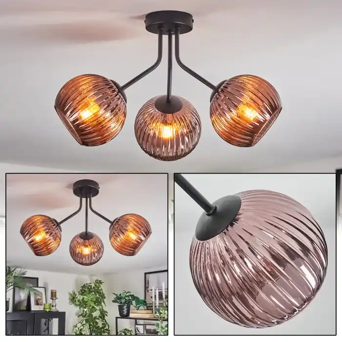 Koyoto Plafondlamp, Kogellampje Koperkleurig, 3-lichts Gereduceerde Prijs