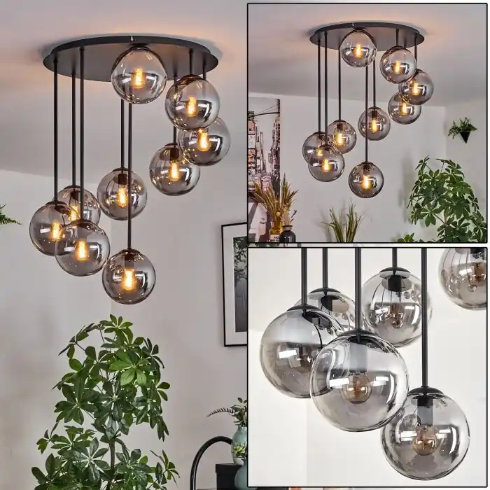 Op = Op Gastor Plafondlamp, Kogellampje Rookkleurig, 9-lichts