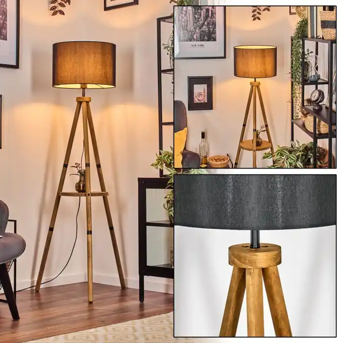 Soungou Staande lamp Bruin, Natuurlijke kleuren, Zwart, 1-licht Express Levering