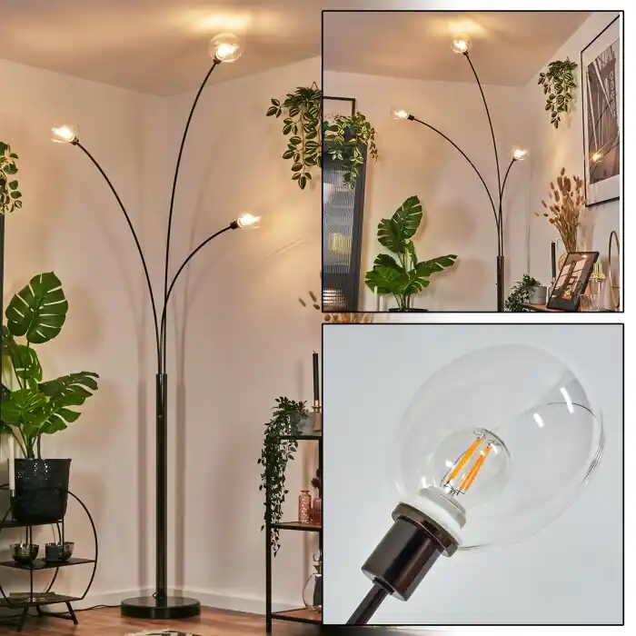 Gratis Retour Nikkala Staande lamp Chroom, Zwart, 3-lichts