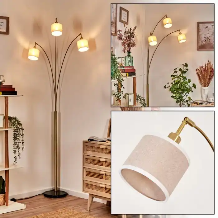 Actieprijs Bassagoda Staande lamp Messing, Zwart, 3-lichts