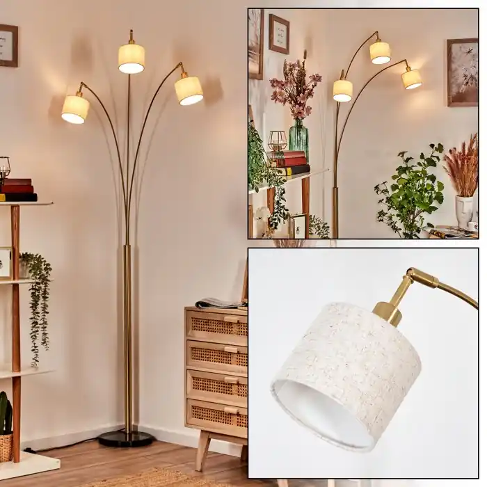 Bassagoda Staande lamp Messing, Zwart, 3-lichts Veilige Betaling