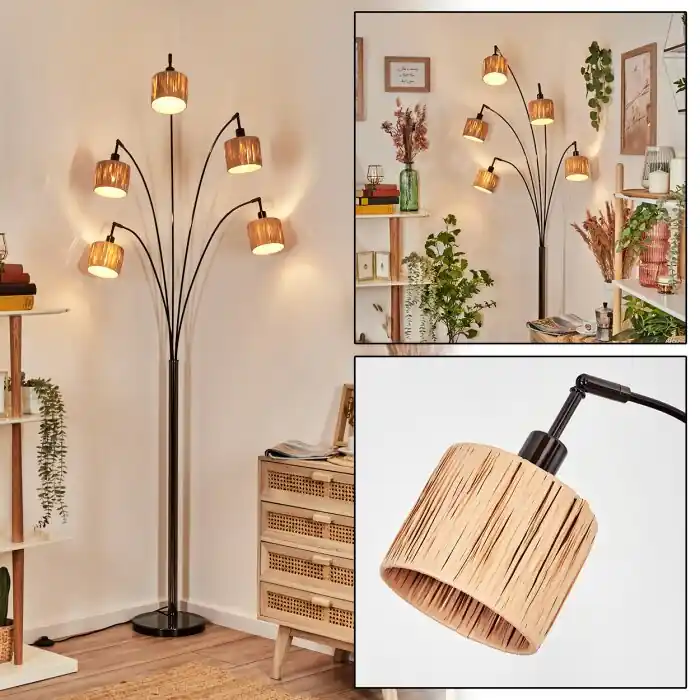 Op = Op Granja Staande lamp Chroom, Zwart, 5-lichts