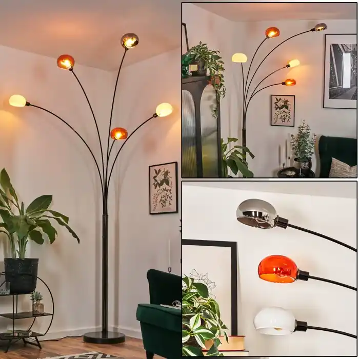 Premium Nikkala Staande lamp Chroom, Zwart, 5-lichts