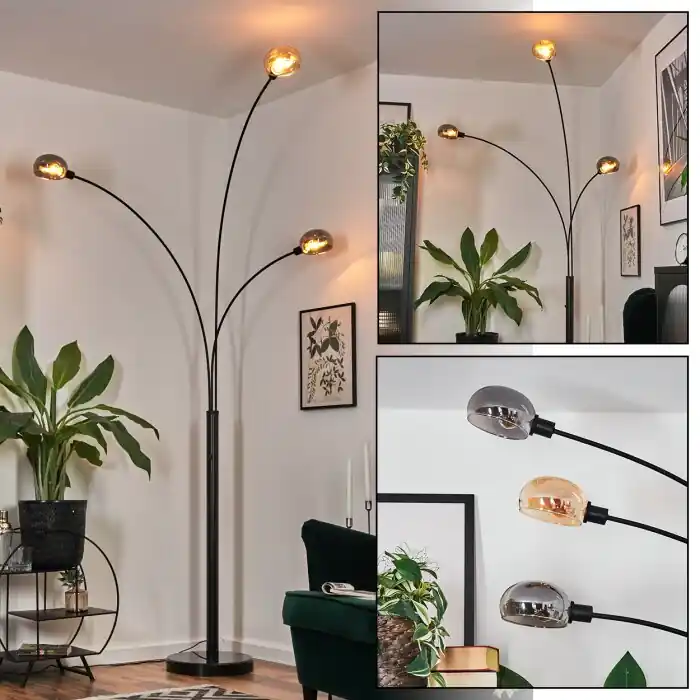 Nikkala Staande lamp Zwart, 3-lichts Op = Op