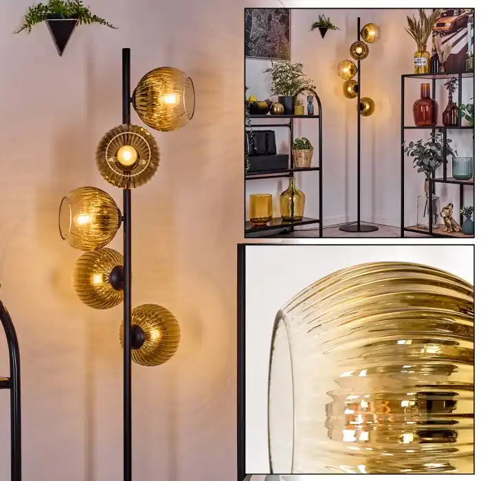 Koyoto Staande lamp 31 cm Goud, Duidelijk, 5-lichts Actieprijs